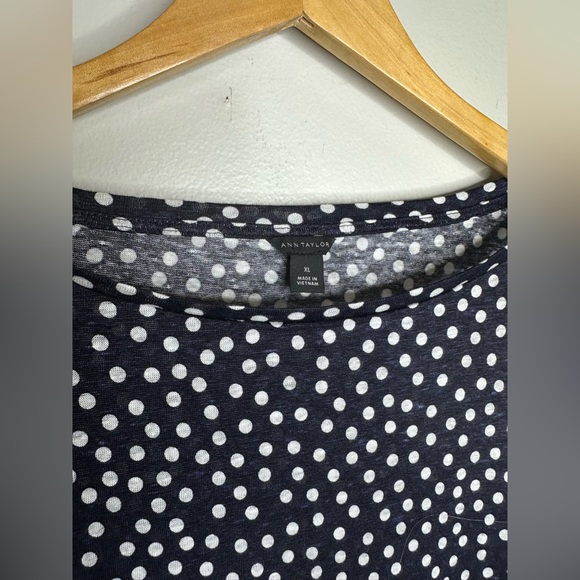 Ann Taylor black polkadot ruffle sleeve  blouse - Picture 6 of 7